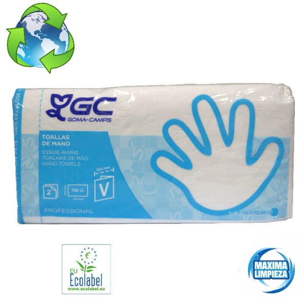 Toalla mano Xtrasec 2 capas pasta plegado en V (20 paq. X 196 uds.) - Imagen 1