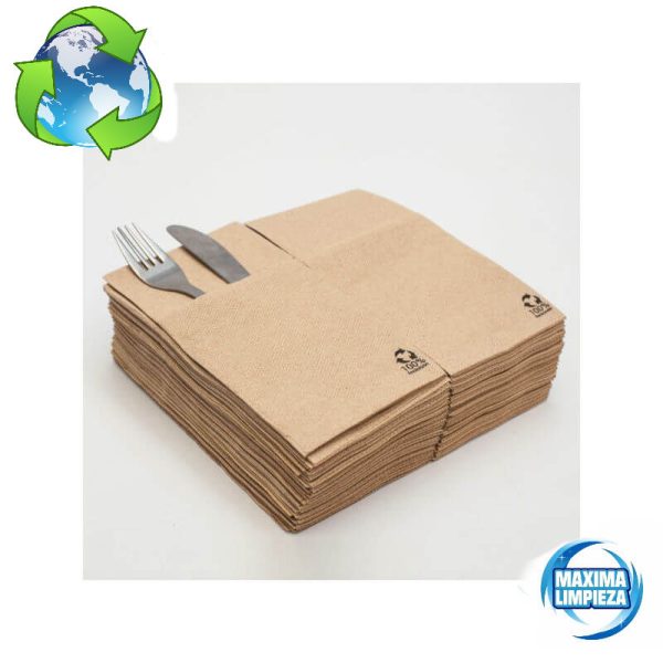 Servilletas 30X40 kangurito punta color natural eco-nat (480 uds.) - Imagen 1